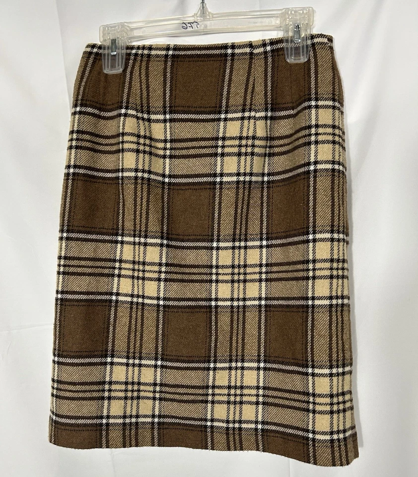 Falda a Cuadros JGH Vintage Mujer Lana Sarga Marrón Talla M Academia Preppy Heritage Foto 2 de 4