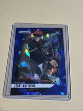 2025 Panini Prizm - Zebby Matthews, Zebby Matthews #167 Blue Ice Prizm (RC)