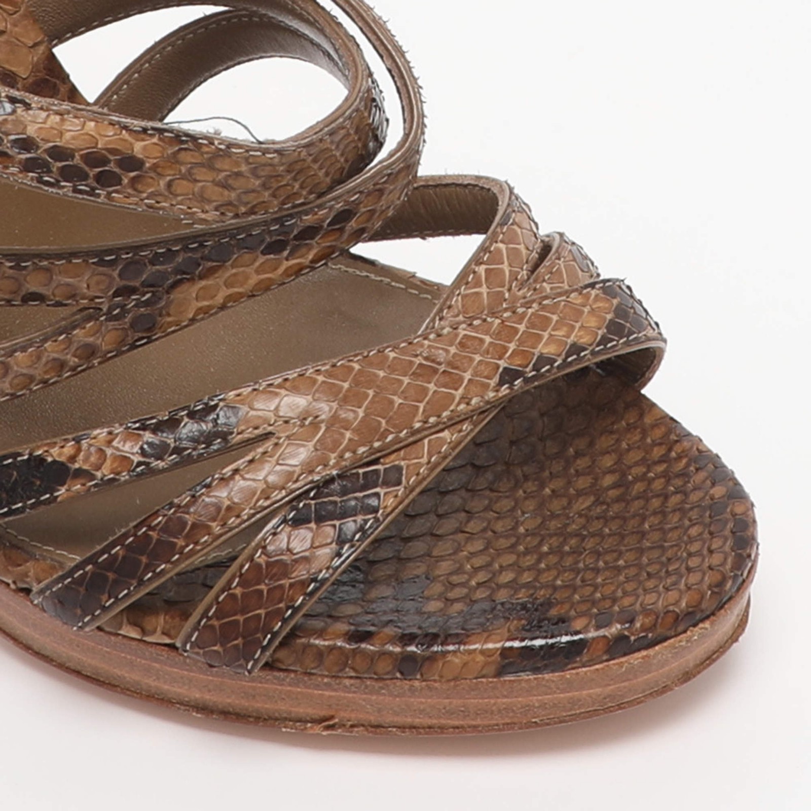 Sergio Rossi Brown Python Leather Ankle Strap San… - image 7