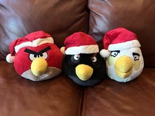 Angry Birds Plush Lot 8  Red Black Bomb White Matilda Bird Santa Hat Christmas