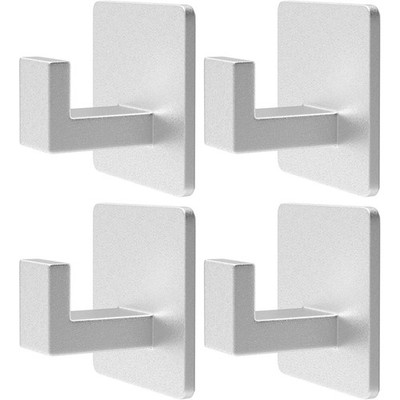 Adhesive Hooks Towel - 4 Pack Aluminum Wall Hanger Shower for Bathroom Bedroom