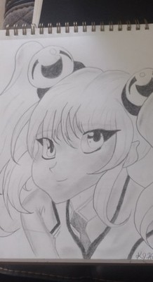 Anime Ruri Character Pencil Drawing Art Signed by  K.J.Hoyt