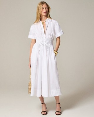 J Crew Women s Elena Shirtdress in Cotton Poplin - White Size 6 - BY832