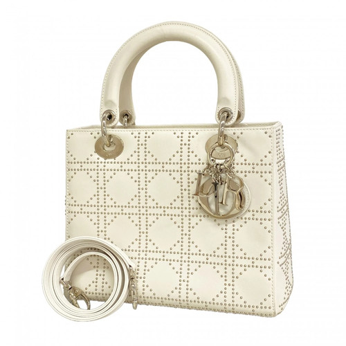 Christian Dior handbag, Cannage Lady Dior, leather, ivory, 2-way b... GZl1jrxi