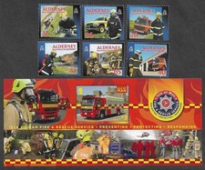 FIRE SERVICE BRIGADE FIRE ENGINES SET AND MIN SHEET POSTAGE  STAMPS MNH