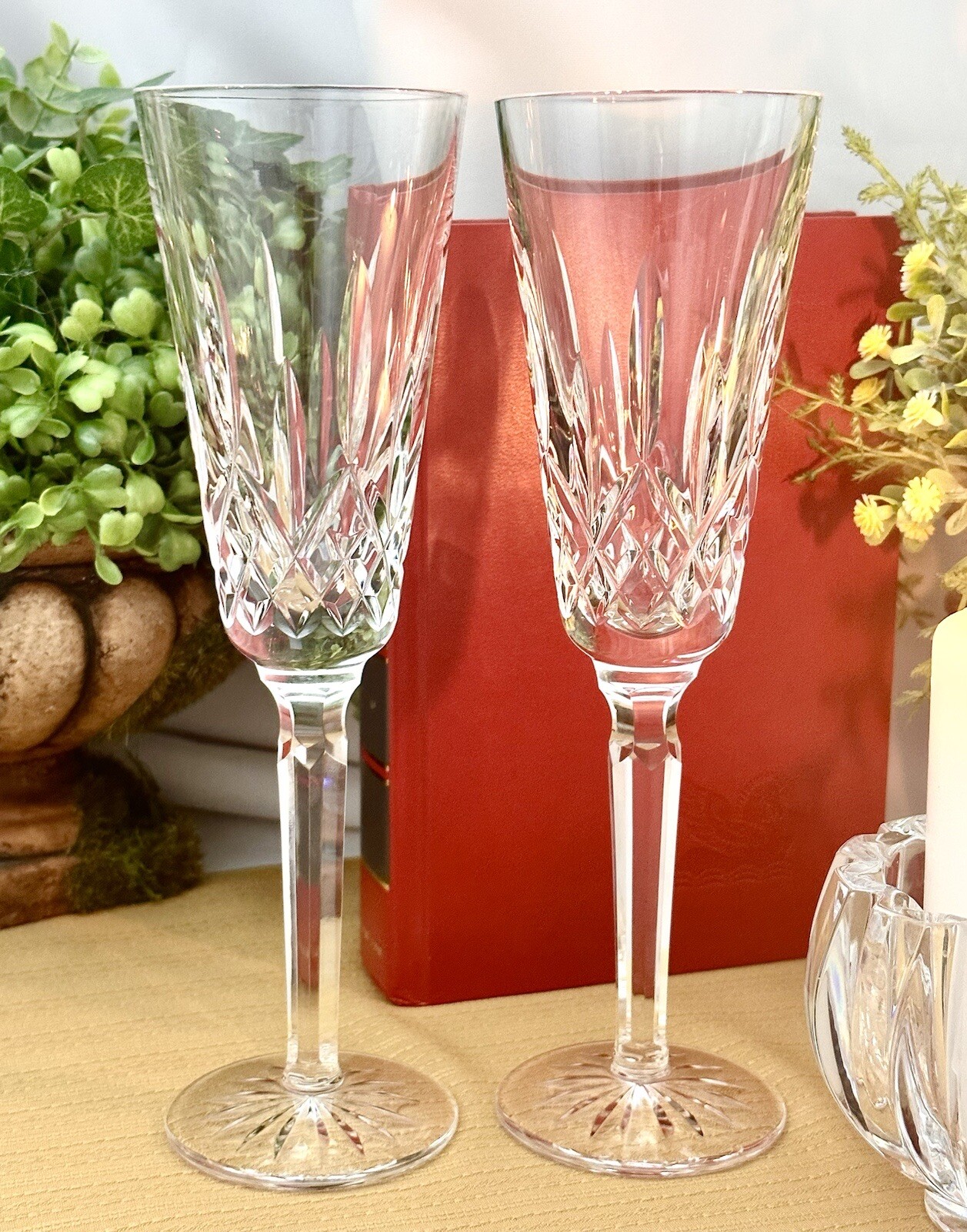 Vintage Waterford Crystal Lismore Champagne Flutes Ireland Toasting
