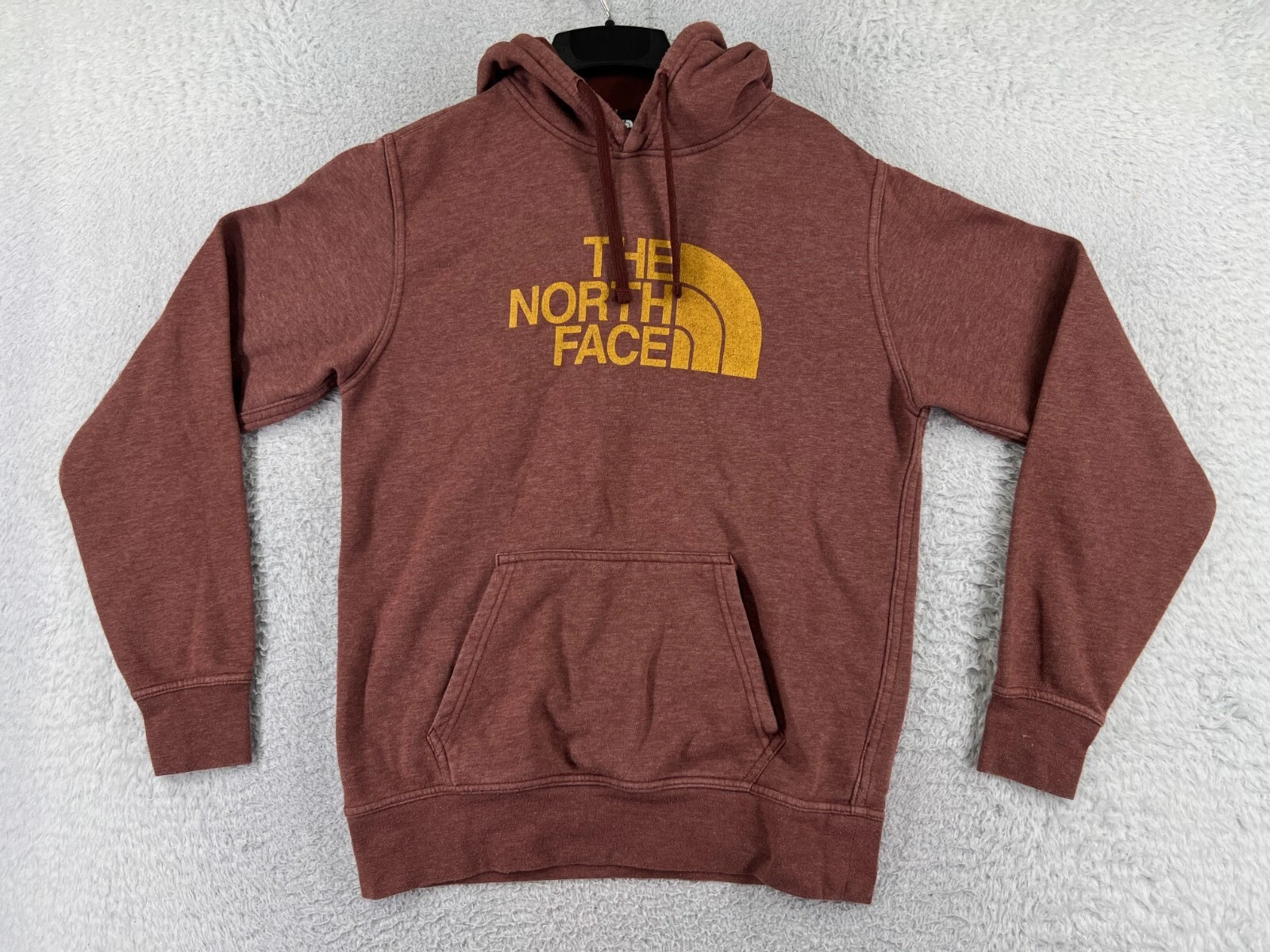 The North Face Sweater Mens Small Red Hoodie Cotton Blend Pocket