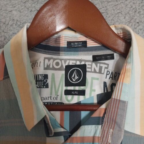 VOLCOM Slim Fit Short Sleeved Striped Button Down Shirt w Pocket Men's XL - Picture 3 of 6