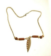 Wood Surfboard Pendant Beaded Surfer Necklace
