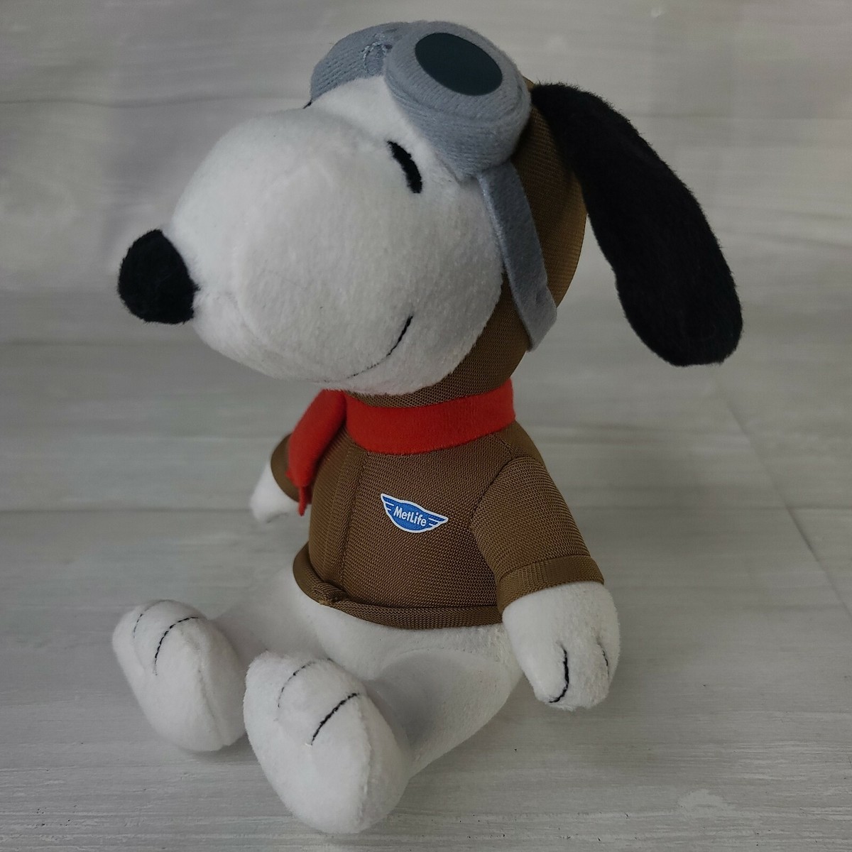 Metlife Peanuts Snoopy Dog Red Baron Red Scarf Plush 6” 2015 Met Life
