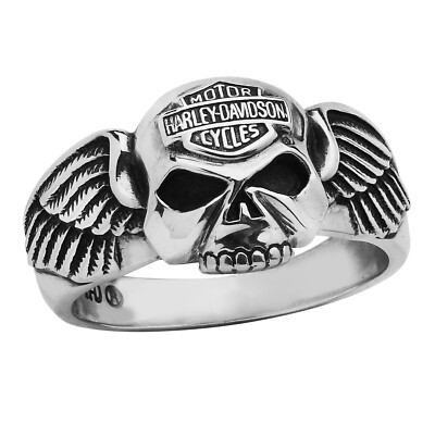 Harley Davidson  Willie G. Winged Skull Bar & Shield Ring .925, 94 HDR0292