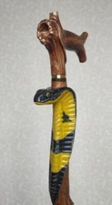 Cobra Snake Walking cane stick with Carved handle and staff Wooden Carved cane H