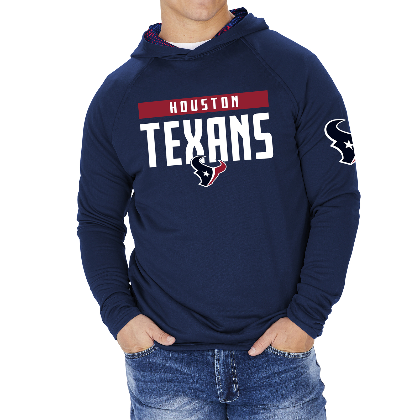 Толстовка с капюшоном Zubaz NFL Mens Houston Texans Team Color с подкладкой для капюшона с принтом гадюки