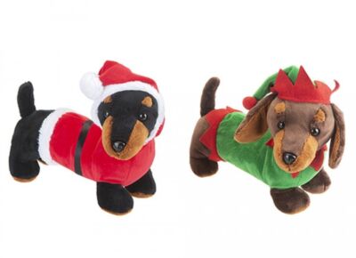 Weihnachten Dackel Wurst Hund Plüschtier Kuscheltier 30 cm - 2 Designs Gosh!