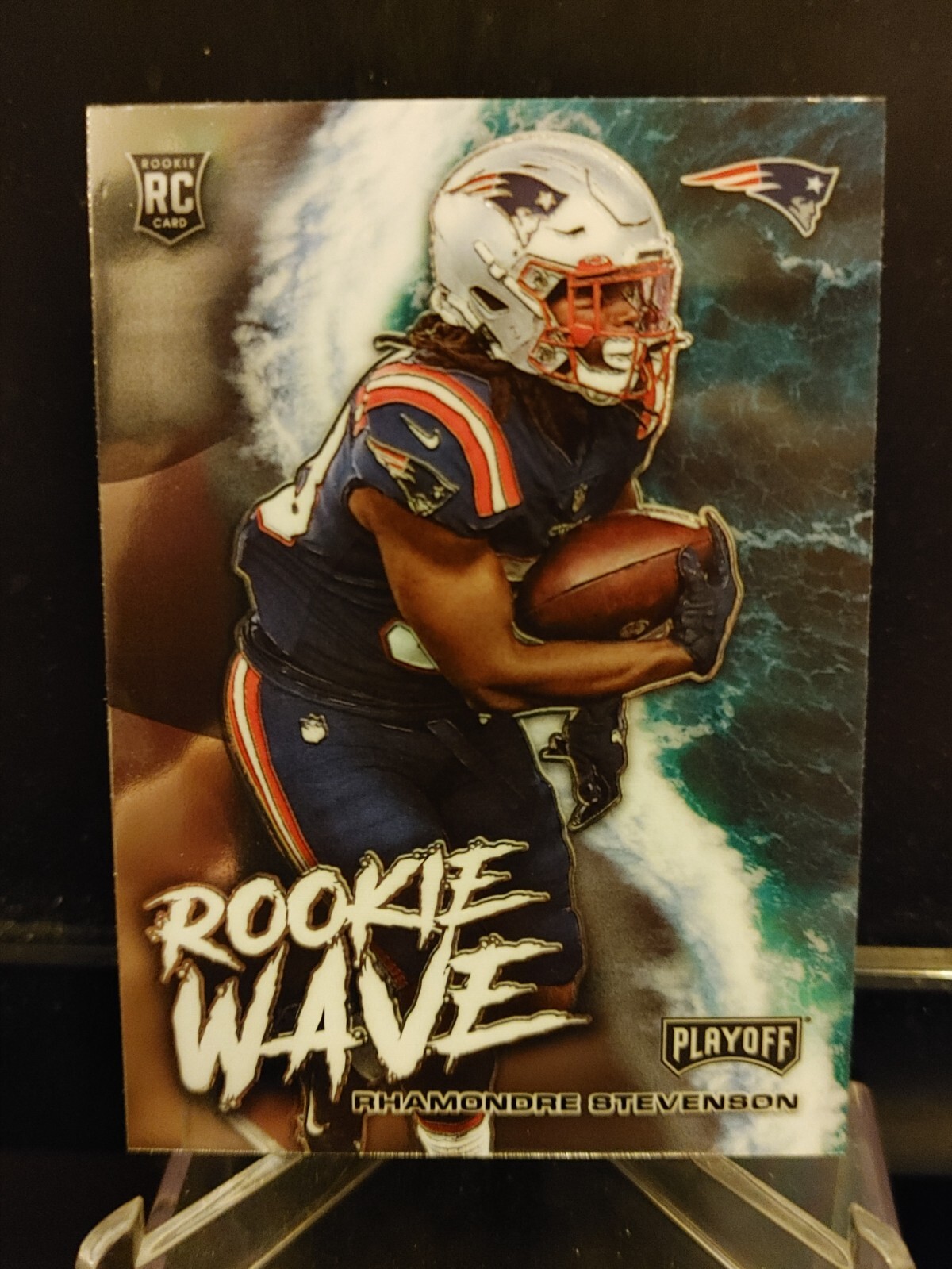 Rhamondre Stevenson RC 2021 Playoff chrome Rookie Wave insert #RW-RST - Patriots