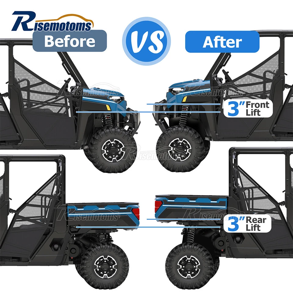 Front + Rear 3" Full Lift Kits for Polaris Ranger Fullsize 570 XP 900 1000 Crew - Image 2 of 4