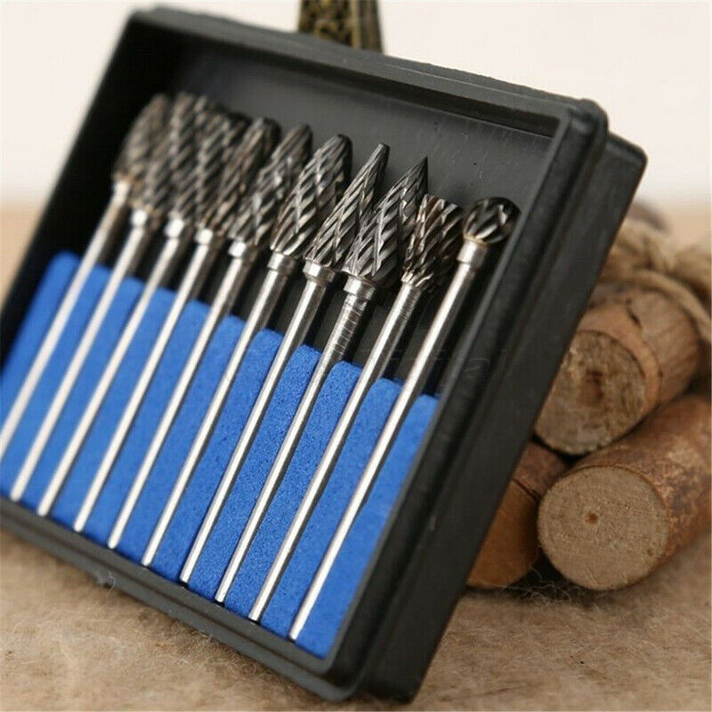 10x Tungsten Steel Solid Carbide Burrs For Dremel Rotary Bit