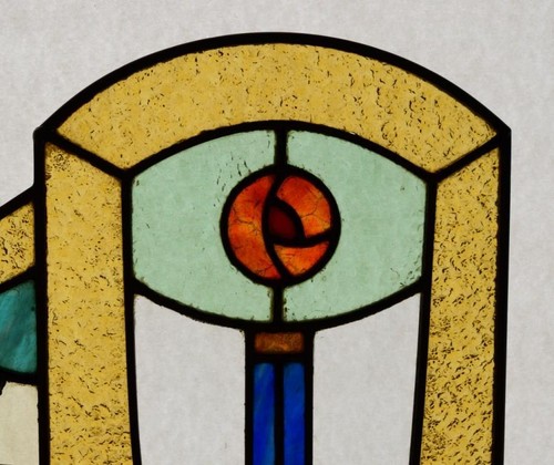 Pair of Vintage French Art Deco Stained Glass Panels with Copper Frames - Picture 5 of 15