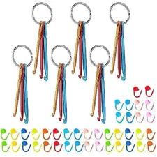 6 Sets Keychain Aluminum Crochet Hooks Knitting Needles Craft Yarn, 3 Sizes