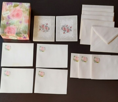 #ad HALLMARK Rose Stationary Set Rose Vintage Greeting Cards amp; Envelopes Valentine#x27;s $10.99