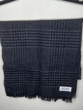 Vintage Zephyr Wool Scarf Blue Gray Plaid USA 