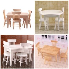 1SET 1/12 Scale Dollhouse Miniatures Furniture Dining Table Chairs Dining Room