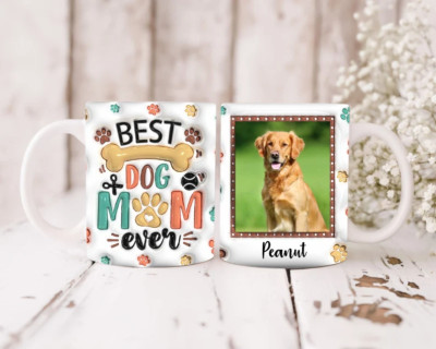Best Dog Mom Mug,  Customized Personalized With Photo of Your Dog Ceramic 11oz