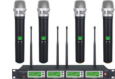 4x800 Adjustable Channels Uhf Diversity Wireless Cordless Handheld Microphone