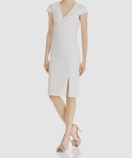 $139 Adrianna Papell Women's White Short Sleeve Faux Wrap Sheath Dress Size 0