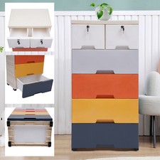 Plastic Drawer Cabinet Vertical Storage Kids Drawer Organizer Wardrobes 5 Tiers