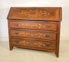 ANTICO MOBILE RIBALTA SCRITTOIO INTARSIATO NOCE XIX SECOLO 1800 LUIGI XV EPOCA