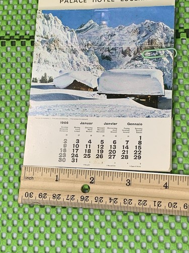 SWITZERLAND LUCERNE Vintage 1966 Calendar PALACE HOTEL LUCERNE Europe - Picture 16 of 16