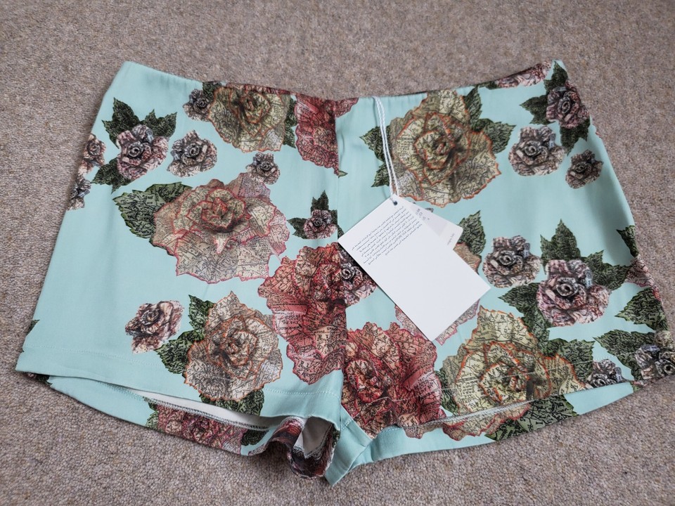 La Perla Blue Floral Silk Sleep Shorts UK 8 eBay