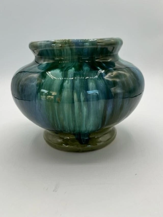 じいちゃんのコレクション】青緑色 陶器 花瓶 透かし彫り ドラゴンの