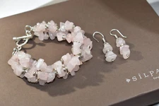Silpada RARE B0929 Rose Quartz Bracelet And W1005 Earrings HTF