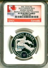 2015 Canada S$10 NHL Hockey Goalies Johnny Bower Maple Leafs ER NGC PF70 UC