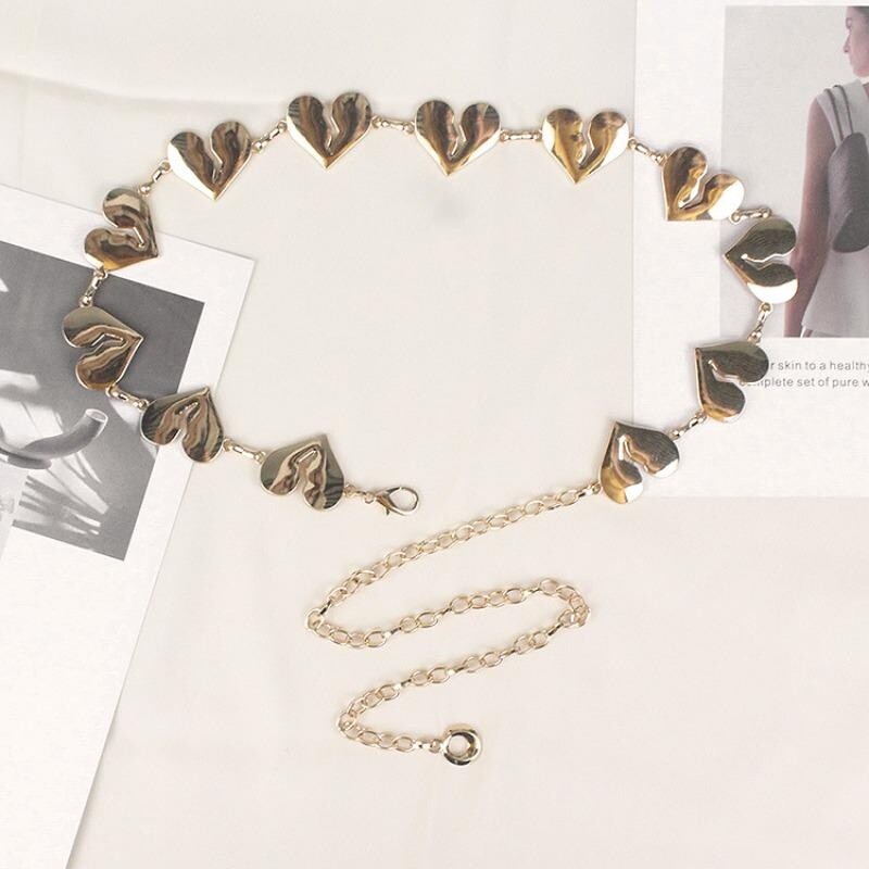 Lady Waist Chain Belt Waistband Metal Heart Shape Gold  display picture 1