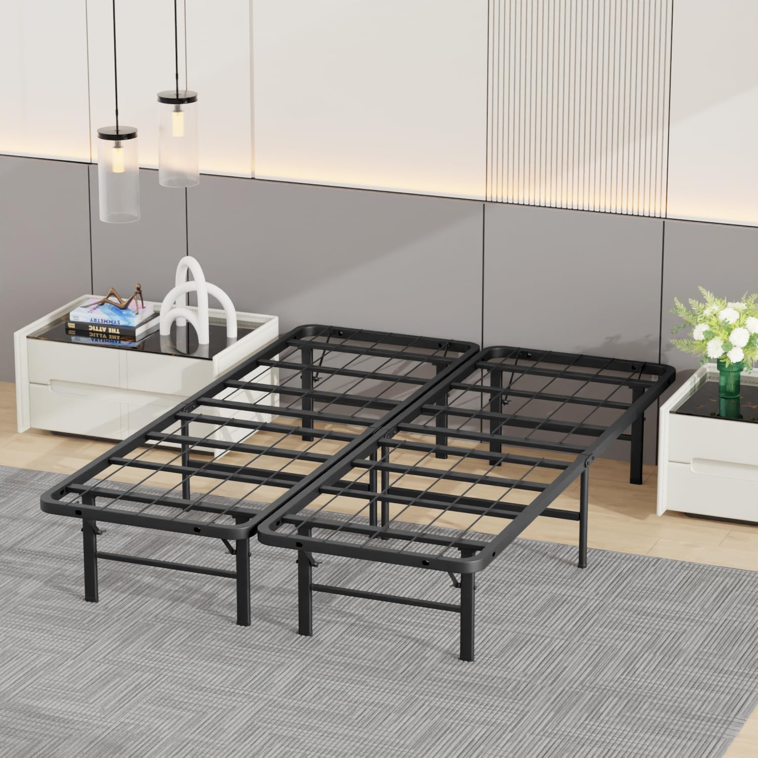 Bed Frame Metal Platform Bed Frame Mattress Foundation Box Spring Heavy Duty Ste-image
