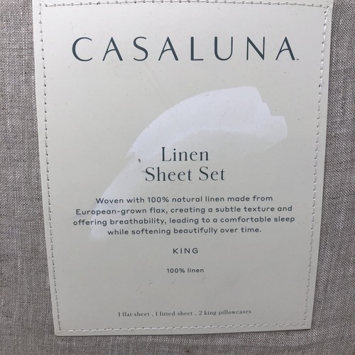 CASALUNA LINEN SHEET SET KING 100%LINEN NATURAL - Picture 3 of 5