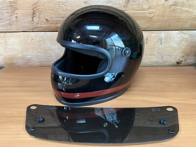1970 s SIMPSON FULL FACE DRAG RACE AUTO HELMET Size 7 1/4 NARROW VIEW BLACK