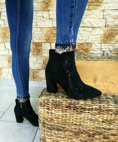 STIVALI DONNA 901 STIVALETTI DONNE TRONCHETTI NERO TACCO GROSSO INVERNO |  eBay