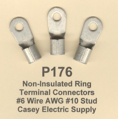 10 Bare RING Lug Brazed Barrel Terminal Connector #6 Wire Gauge AWG #10 Stud USA