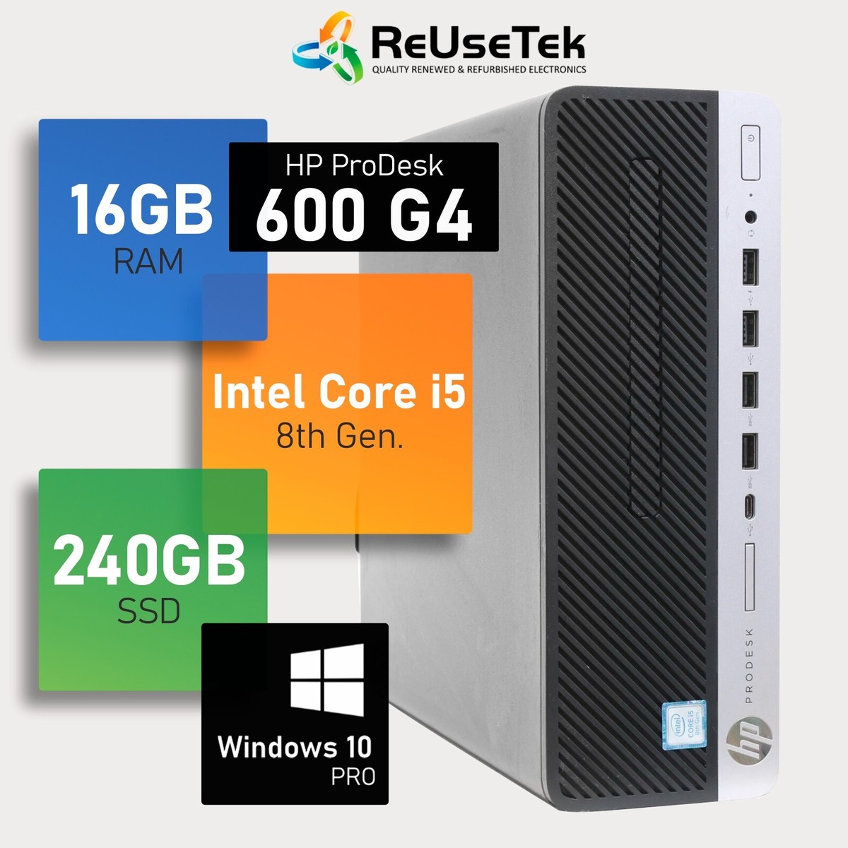 HP ProDesk 600 G4 SFF Intel i5-8500 3GHz 16GB RAM 240GB SSD USB-C