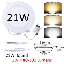3w 6w 9w 12w 15w 18w 21w 24w Led Recessed Ceiling Light Panel Ultra Thin Slim