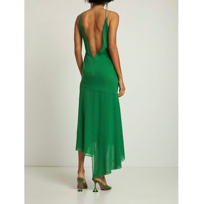 NWT | THE ANDAMANE Layla Asymmetric Halter Slit Midi Dress | Art Deco |  Emerald | eBay