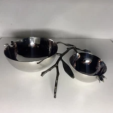 Michael Aram Pomegranate Collection Stainless Steel Double Nut Bowl Dish