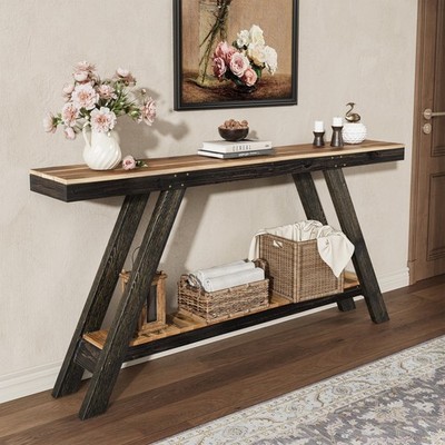 SMARTSTANDARD 60-Inch Solid Wood Console Table, Narrow Long Sofa Table with 2...