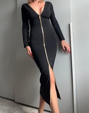 Dolce Gabbana Black Midi Full Zip Dress IT38/UK6