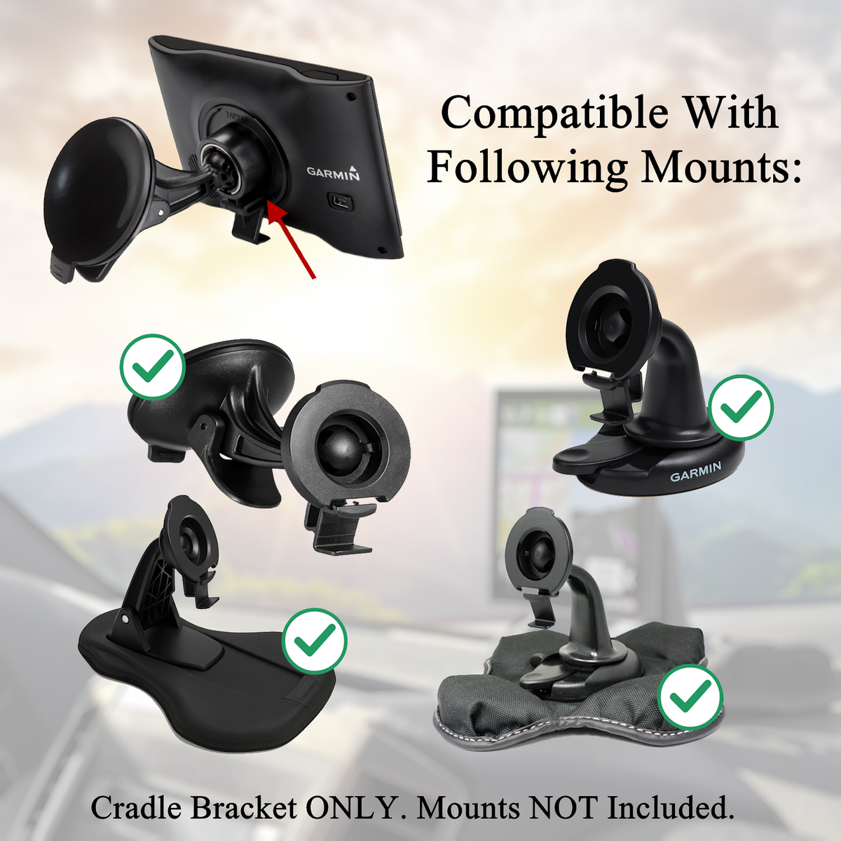 Cradle Bracket Clip Mount For Garmin DriveSmart 71 EX DriveTrack