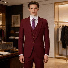 Men's Regular Fit 3 Piece Solid Suit Vest Formal Occasions Business Prom Wedding
